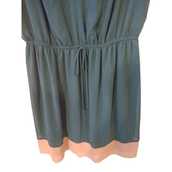 90s Enfocus Women V-Neck Cap Sleeve Tie Waist 2-Toned Midi Plus Size Dress 16W - Picture 5 of 7